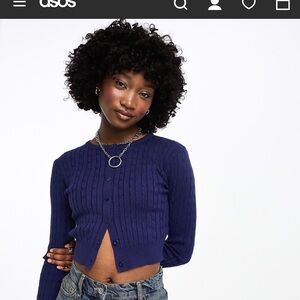 ASOS Women's Navy Button-Up Cardigan
